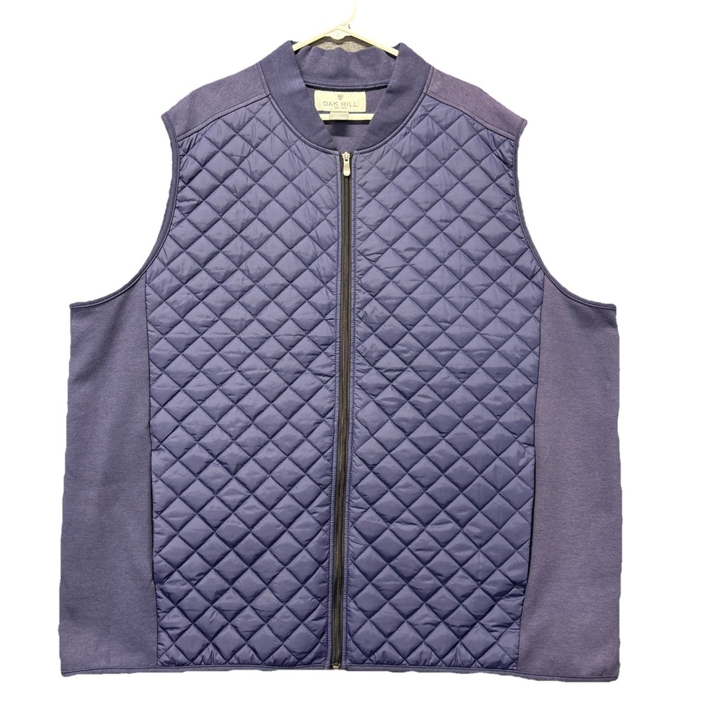 Oak Hill Vest Mens 3XL Navy Blue Quilted Front Full Zip Pockets‎ Nylon Outdoors